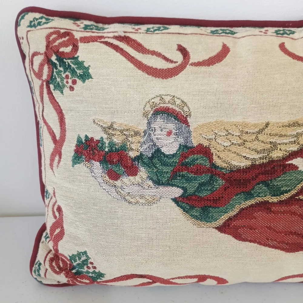 Riverdale Christmas Angel Tapestry Throw Pillow 16 X 10